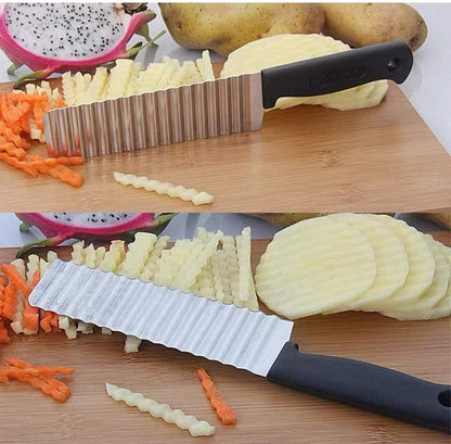 French Stainless Steel Potato Wave Ripple Knife