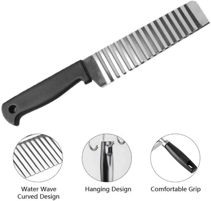 French Stainless Steel Potato Wave Ripple Knife