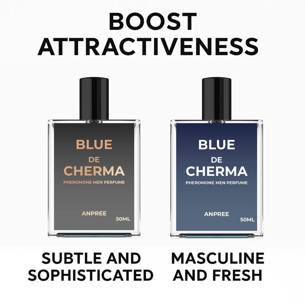 BLUE DE CHERMA Pheromone Men Perfume Combo ? ANPREE 50ml  | Long-Lasting Woody Fresh Scent  (Pack of 2)